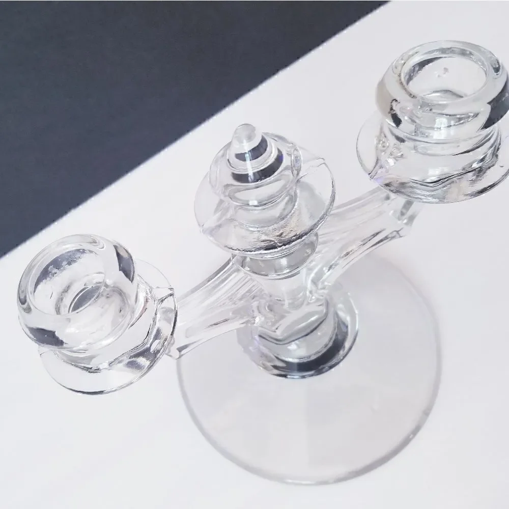 Vintage pressed glass 2 light candelabra